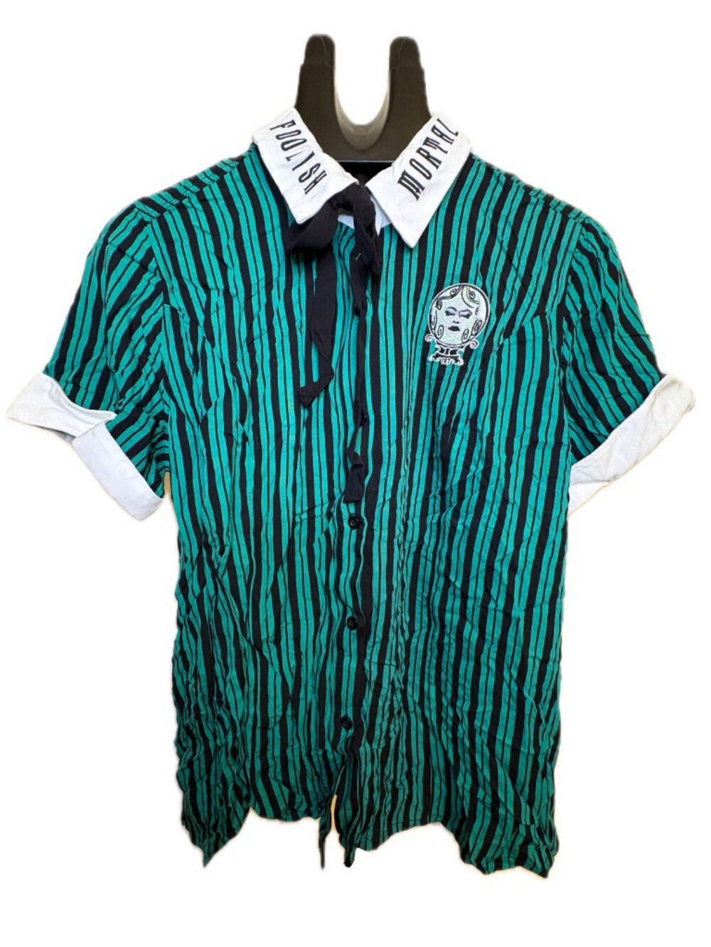 Disney Her Universe Haunted Mansion Leota Stripe Button Up Shirt Size Large NWOT - Picture 3 of 6